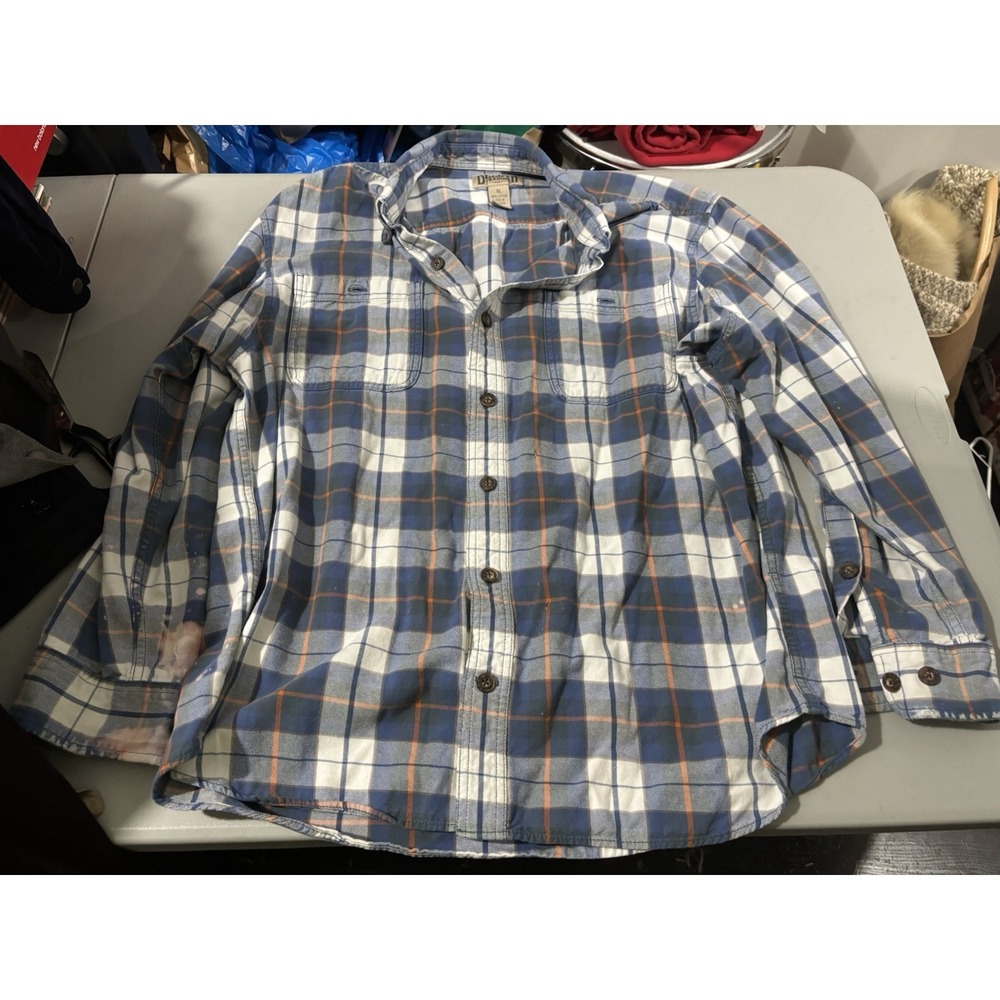 Duluth Trading Co Men's Size XL Blue Button Down Flannel Plaid Shirt